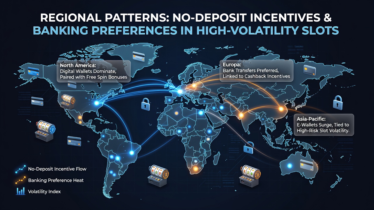 Regional map illustrating slot gaming trends and banking preferences across different markets