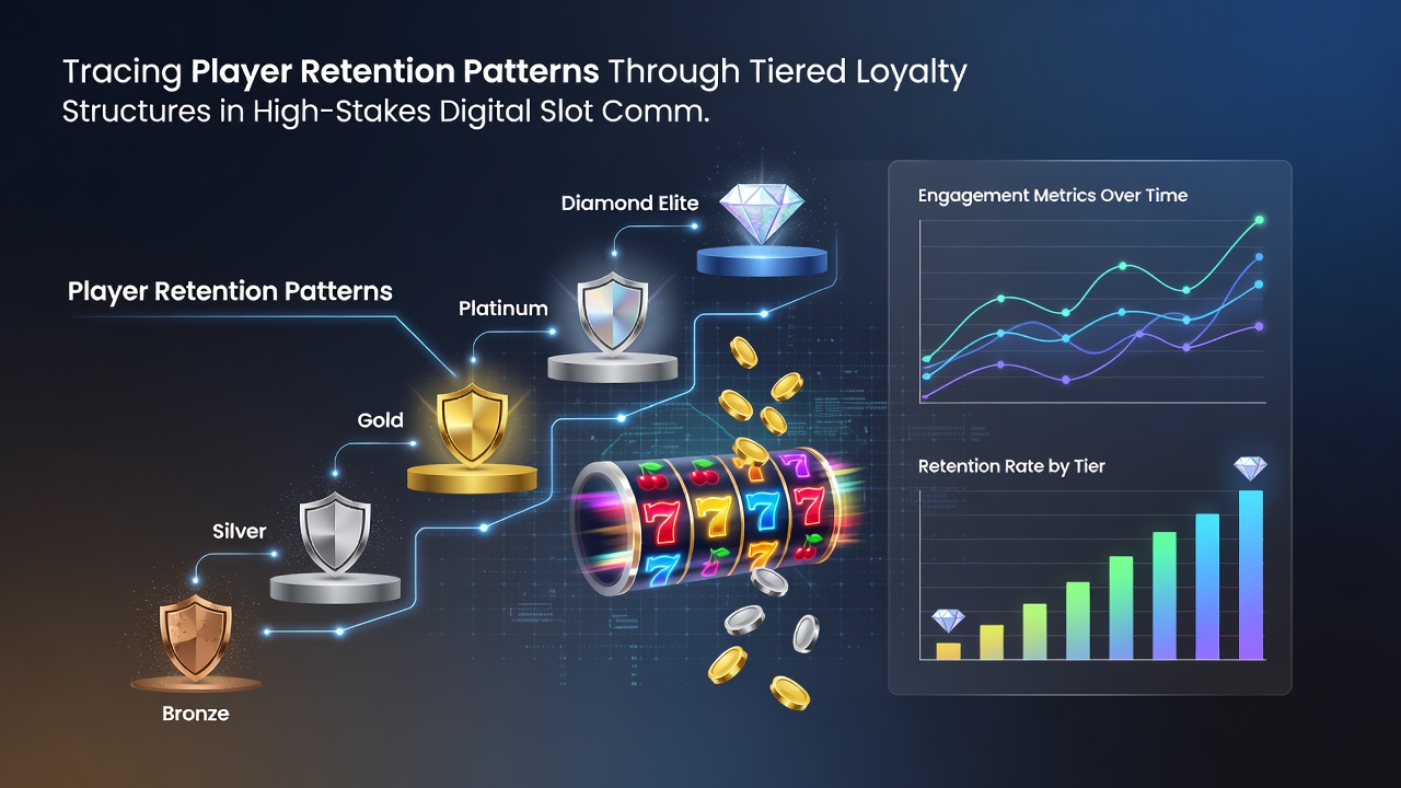 Analytics dashboard showing retention curves segmented by loyalty tier levels in online slot platforms